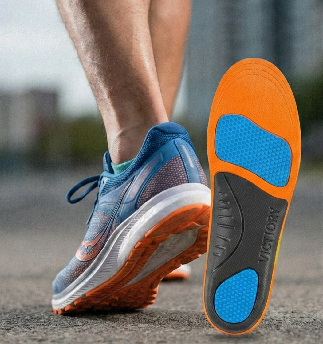 Athletic shoe with orange insole