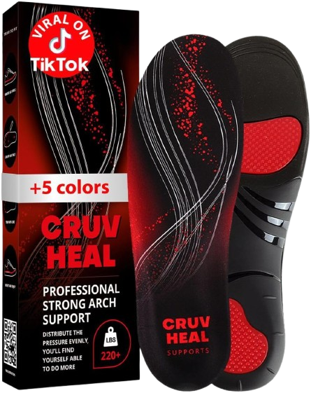 220+ lbs Plantar Fasciitis High Arch Support Insoles Men Women